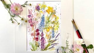 How to Paint a Delicate Floral Watercolour - Botanical Pen & Ink Semi-Abstract Wild Flower Meadow