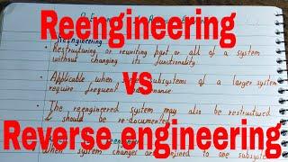 Reengineering vs Reverse engineering| Reengineering and Reverse engineering|Reengineering