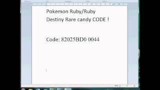 Pokemon ruby destiny rare candy code