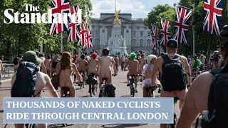 Cyclists bare all during naked bike ride in central London