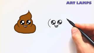 How To Draw The Poop Emoji / Как нарисовать смайл какашка (эмоджи какаха )