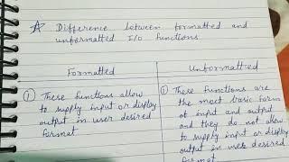 Lecture 2.8 Difference between Formatted and Unformatted input output functions by Aayush Malviya