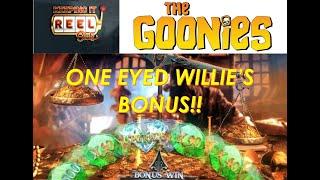 THE GOONIES SLOT - ONE EYED WILLIE'S BONUS WITH EPIC WINS!!!