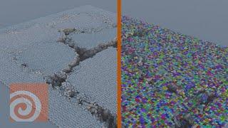 Houdini Ground Collapsing Simulation Upres