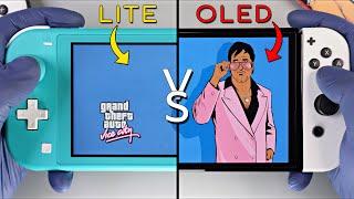 GTA The Trilogy Side by Side Comparison Nintendo Switch Lite vs OLED + loading times