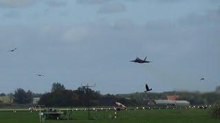 4x Full Afterburner F22 Raptors Unrestricted Climbs Leeuwarden Airbase