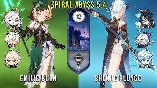 C0 Emilie Burn and C1 Shenhe Plunge | Genshin Impact Abyss 5.4 Floor 12 9 Stars