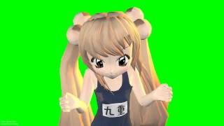 Kokonoe Rin Swimsuit  3D ANIMATION 1080p s01r04  green screen