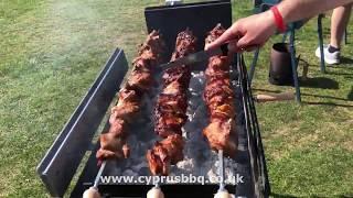 Souvla BBQ Souvlaki Sausages and Pineapple on a Cyprus Rotisserie Barbecue