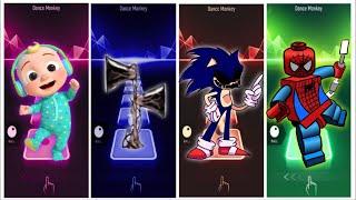 Cocomelon vs Siren Head vs Sonic Exe vs Lego Spider-man x Skibidi (COVER) | Tiles Hop