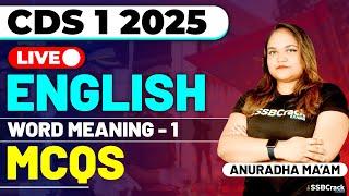 CDS 1 2025 Exam English Live - Word Meaning MCQs - Class 1