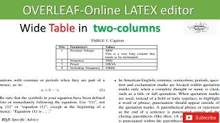 How to insert wide tables two-columned documents using overleaf. Insert  tables in Latex