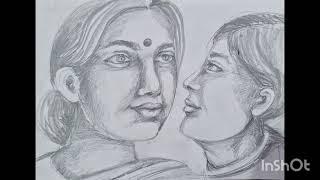 Video 22: Easy pencil sketching and shading of two faces composition - "My mother"