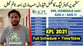 KPL 2021 Full schedule with TimeTable | Kashmir Premier Leauge Confirm Schedule 2021 | Fizan Sports.