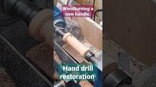 Wood turning a handle #restoration #woodturning #vintagehanddrill