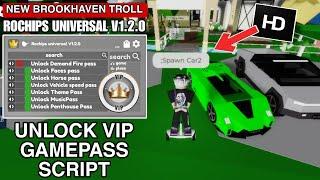 Brookhaven Script Rochips Universal Unlock Premium Gamepass Vip |Hydrogen,Fluxus,Arceus x Mobile