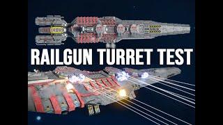 Battleship Railgun Turrets Firepower Tested  - Space Engineers