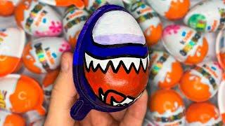 NEW! Among Us IMPOSTER Kinder Joy opening ASMR - A lot of Kinder Surprise egg toys