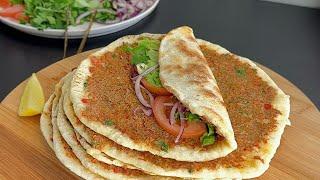 Lahmacun! Turkish Pizza in the Pan! Easy to make and delicious! Turkish cuisine!