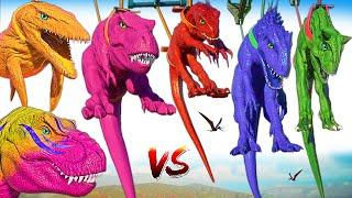 VENOM ALLOSAURUS & Giganotosaurus Vs Carnotaurus & T-REX Jurassic World Evolution 2 Dinosaurs Fight