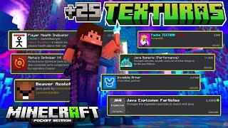 MEGA TOP +25 TEXTURAS PARA MINECRAFT BEDROCK | PE 1.20 & 1.21  Sounds , Java , Útiles y mas ..