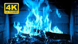  Halloween Fireplace 4K (12 HOURS). Blue Fireplace with Crackling Fire Sounds