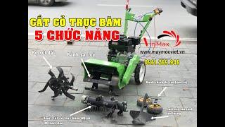 Máy cắt cỏ trục băm 5 chức năng VMDN40: cắt cỏ trục băm, xới đất, sạc cỏ, vun luống, tạo rãnh.