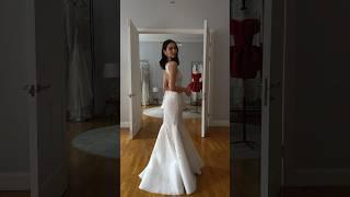 Bride Polina in trumpet silhouette dress with beads embroidery. #beards #bridal couture