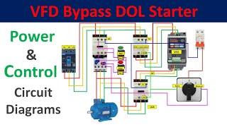 VFD Bypass DOL Starter power & Control circuit  Diagrams | vfd connection | DOL starter