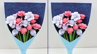 How to Make Beautiful Paper Rose Flower Bouquet - EzzyCraftsDIY