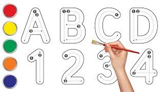 Let's Learn to Draw ABCDE, abcd & 1234 for Kids | Easy Drawing Step by Step for Children