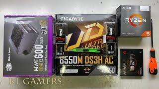 AMD Ryzen 5 5600G GIGABYTE B550M DS3H AC XPG 8200 pro SSD BMS RGB PC Build
