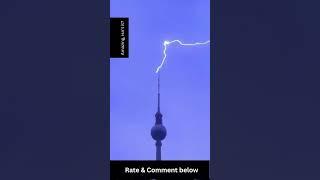 Amazing! Lightning hits TV tower - Beautiful #shorts