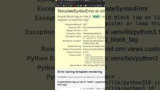 TemplateSyntaxError invalid block tag static #shorts #django