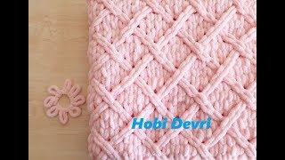 DIY,Easy Baby Blanket with Finger,Diamond Knitting,Alize Puffy Baklava Desenli Bebek Battaniyesi