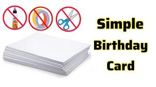 Simple & Beautiful white paper Handmade Happy Birthday Greeting Card making 2024 | DIY Birthday Card