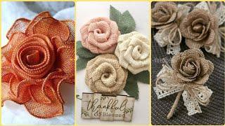 32 Beautiful Burlap Fabric Roses || Burlap Flowers Ideas || Burlap Home Decor Ideas