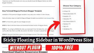 How to Create a Sticky Floating Sidebar Widget in WordPress Website Without Any Plugin