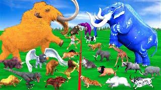 Modern Mammals vs Cenozoic Beasts Size Comparison Mammoth T-Rex Vs Elephant Lion Animal Epic Battle