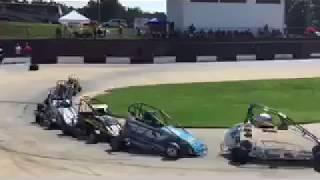 8yr old Carson Ruark has violent Quarter Midget Racing  Flip