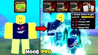 Using 20,000x Lucky Tickets! Got 3x Full SSS Secret Aether Knights in Anime Defenders Noob to Pro!