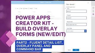 Enrich Power Apps UI with Creator Kit (Part 2) - Fluent Detail List, Overlay Panel and Command Bar