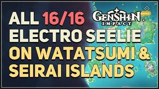 All 16 Electro Seelie on Watatsumi Island and Seirai Island Genshin Impact