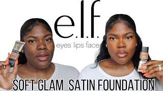 ELF SOFT GLAM SATIN FOUNDATION REVIEW & WEAR TEST| DARK SKIN