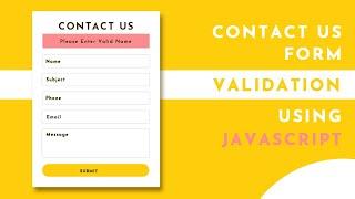 Contact Us Form Validation Using Javascript | Form Validation In Javascript
