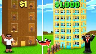 Upgrading $1 Hotel into $1000 for Villagers in Minecraft 