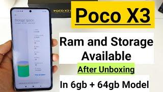 Poco x3 storage and ram availability after unboxing