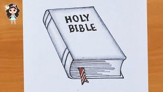 How to draw a Holy Bible easy | Bible drawing | Book drawing | Pencil sketch