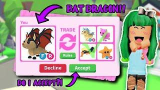 TRADING ONLY MY *BAT DRAGON* to SEE WHAT IT'S WORTH in ADOPT ME ROBLOX!