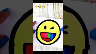 FOLDING SURPRISE SMILEY RAINBOW EMOJI DRAWING - GÖKKUŞAĞI VE GÜLEN EMOJİ ÇİZİMİ #art #short #diy